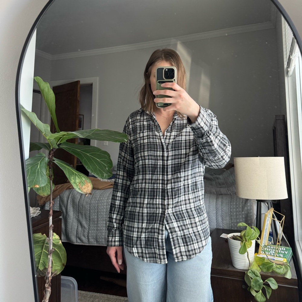 Croft & Barrow Black and White Plaid Shirt